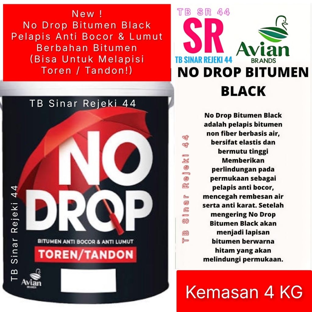 Jual NO DROP BITUMEN BLACK 4 KG Waterproofing Cat Pelapis Anti Bocor ...