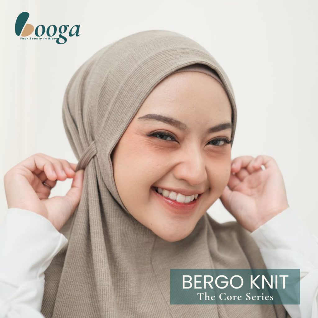Booga Bergo Knit Tali Premium (Menutup Dada) Jilbab Instan Knit Kaos Anti Melorot Hijab Daily