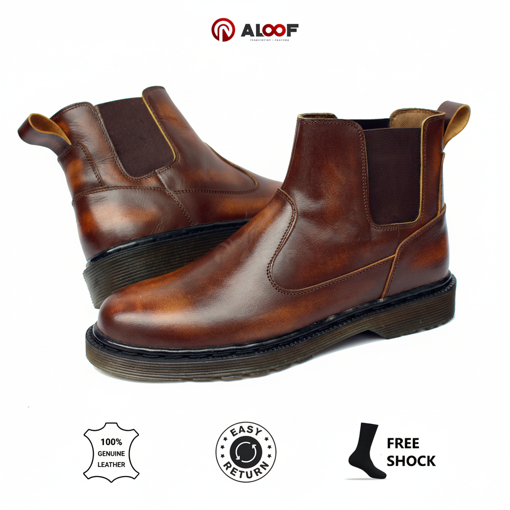 Jual 38-45 Aloof ADIAN - Sepatu Chelsea Boots Pria Kulit Asli Warna ...