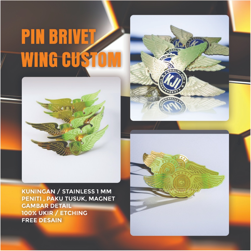 Jual Pin Logo Custom Wing Kuningan,Stainless | Shopee Indonesia