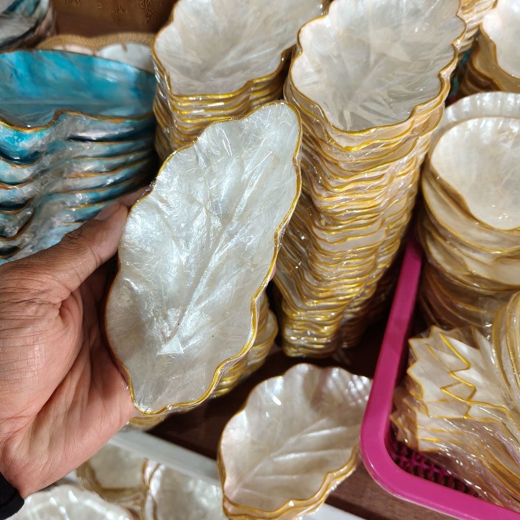 Jual mini shell plate model leaf white 15cm | Shopee Indonesia