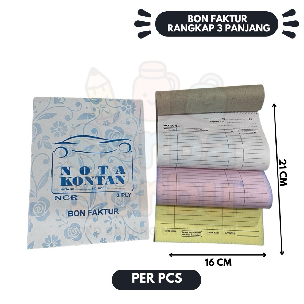 Jual Bon Faktur NCR Rangkap 3 Panjang | Nota Kontan Toko 16 x 21 cm Per ...