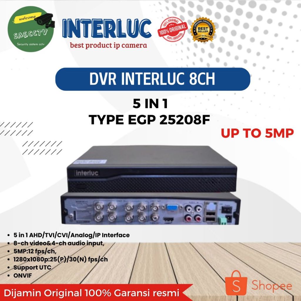 Jual DVR INTERLUC 5 IN 1 TYPE EGP 25208F UP TO 5MP APLIKASI (TSEYE ...