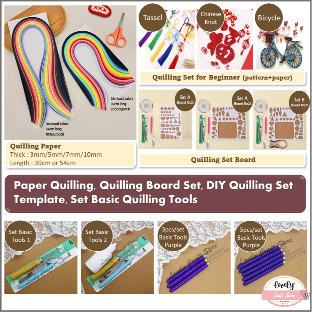 Jual LovelyCraftStore | Quilling paper Quilling Set Board, Set Basic ...