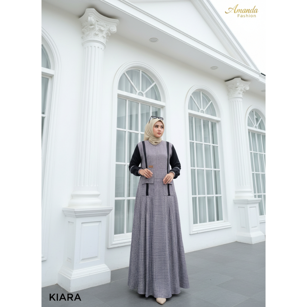 Gamis Amanda Kiara Salur Rayon Diamond (Free Goodie Bag & Pouch)