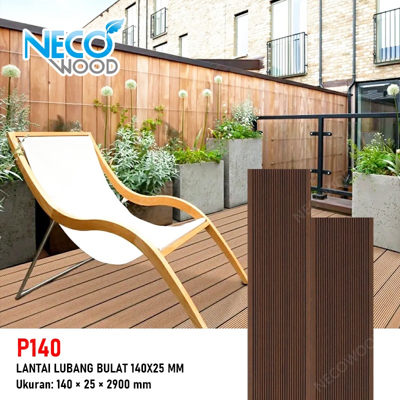 Jual WPC Panel Lantai Outdoor Modern (Decking Papan Lubang Bulat 140x25 ...