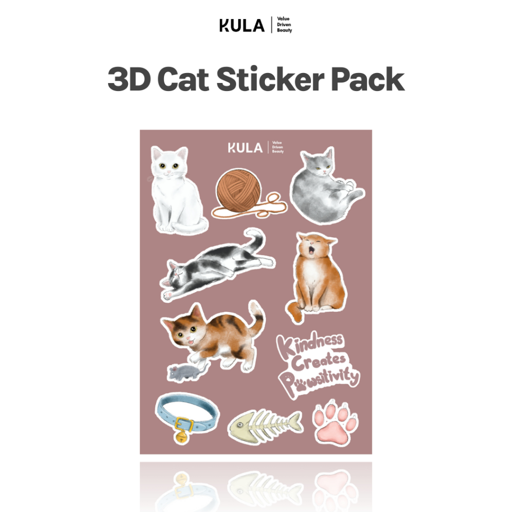 Jual KULA - 3D Cat Sticker Pack | Sticker Pack Kucing Sticker Lucu ...