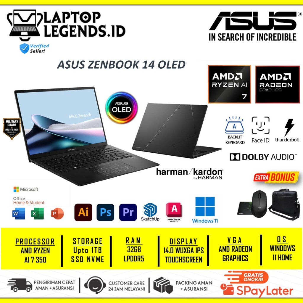 Jual Laptop Asus Zenbook 14 UM3406KA OLED AMD Ryzen AI 7 350 32GB 1TB ...