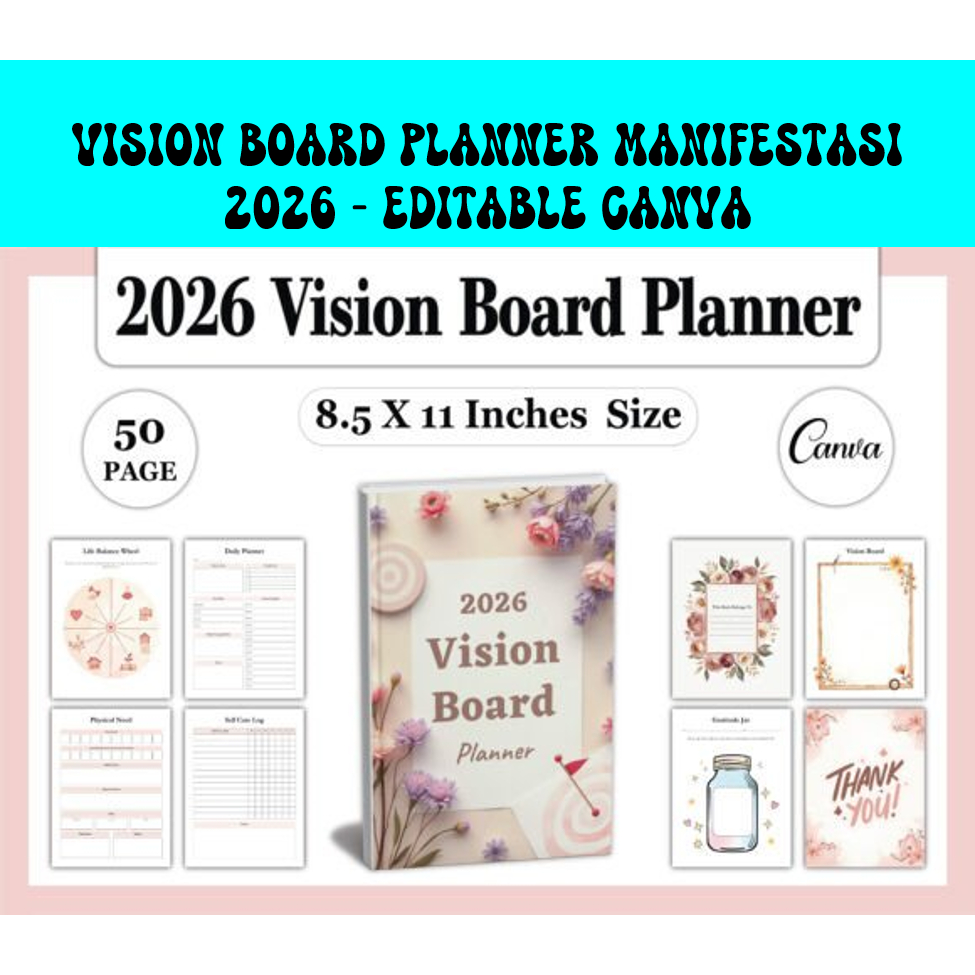 Jual Vision Board Planner Manifestasi 2026 – Editable Canva | Shopee ...