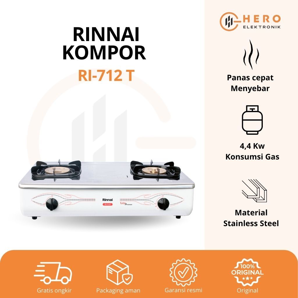 Jual Kompor Gas Rinnai RI-712T 2 Tungku Api Turbo Desain Stainless ...