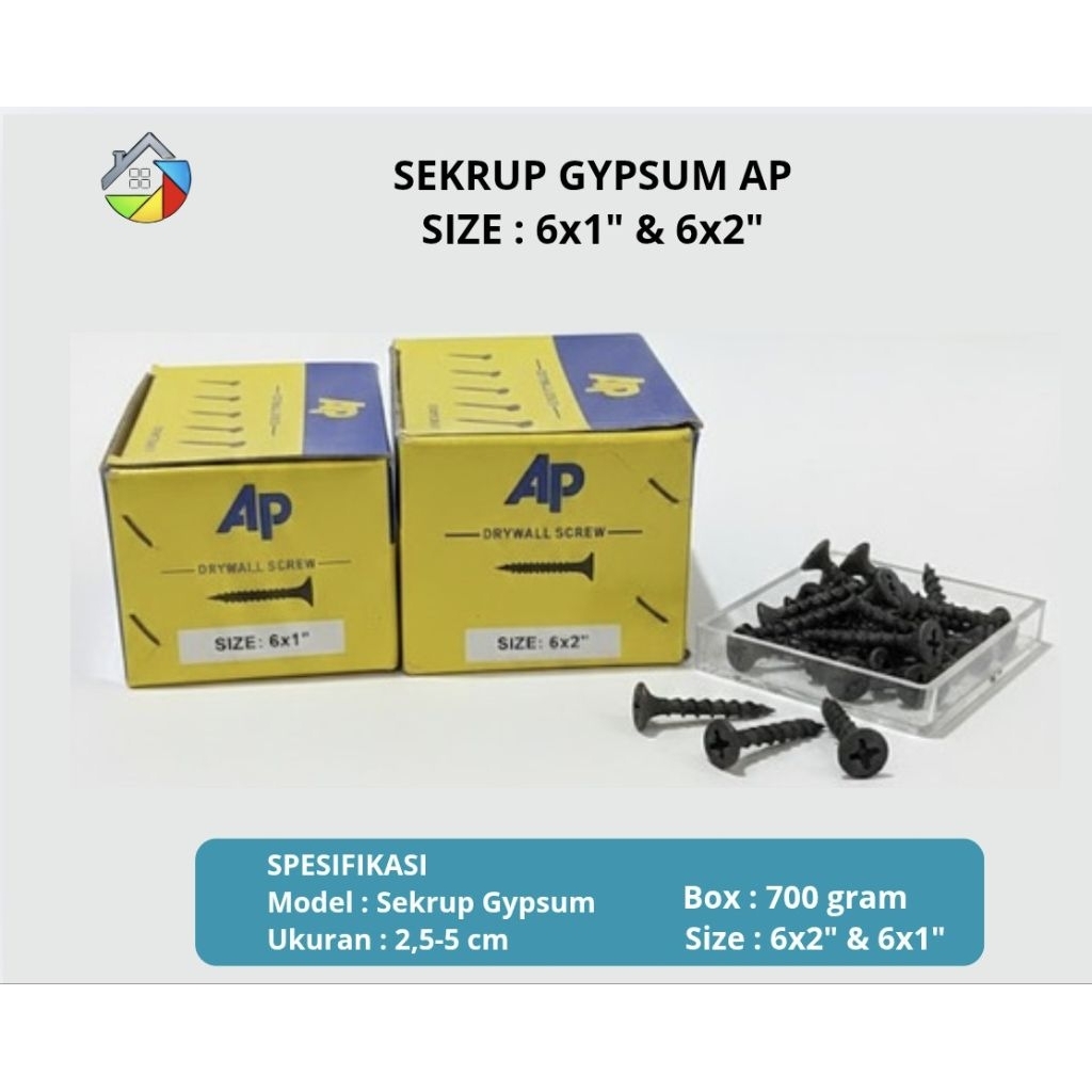 Jual AP 1 Kotak Skrup Gypsum drywall 6x1, Sekrup Gypsum GRC AP 6x2 Box ...
