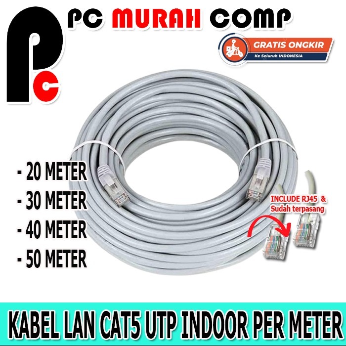 Jual Kabel LAN CAT5e Plus Conector R45 Siap Pakai 15M/20M/25M/30M/40M ...
