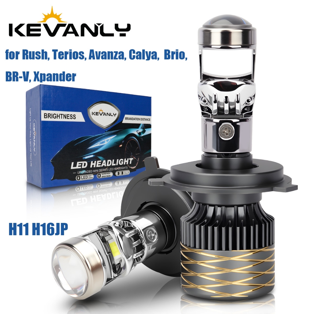 2 buah Original H11 H8 H16JP Mini Projector Lampu Depan & Lampu Kabut Mobil A80 PRO Impor Lampu LED Sangat Terang Ultra Terang Cocok untuk  Rush, Terios, Avanza, Calya,  Brio, BR-V, Xpander