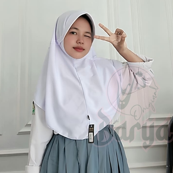 JILBAB KERUDUNG SEKOLAH SERUT PINGGIR (ORIGINAL BARYA) REALPICT HIJAB INSTAN PET