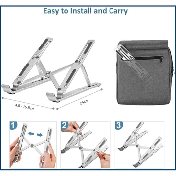 Laptop Stand Holder Portable Lipat Full Alumunium 6 Ketinggian Dudukan Pendingin Laptop Ringan
