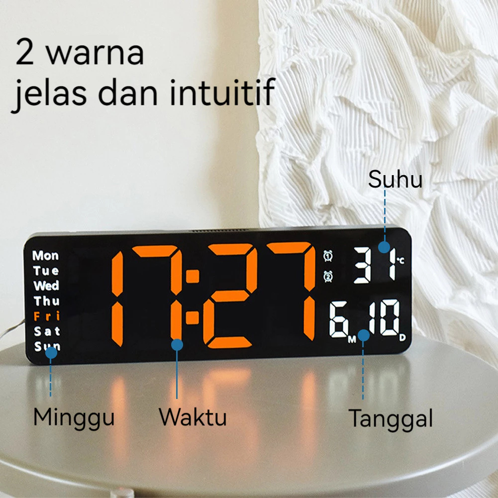 Jual Jam Tampilan Layar Besar 8/13 Inci Jam Digital Nordik Jam Dinding ...