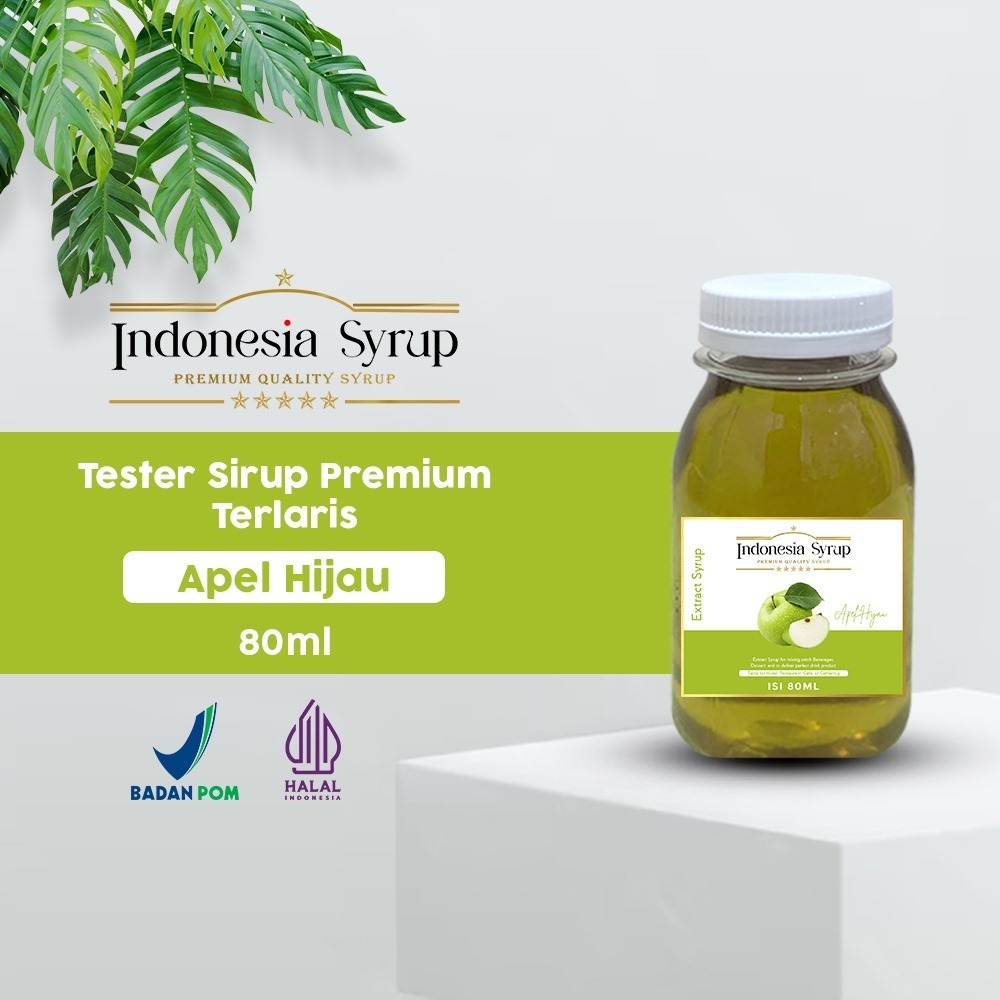 Jual Tester Sirup Premium Rasa Apel Hijau 80 ml Halal BPOM Flavoured ...