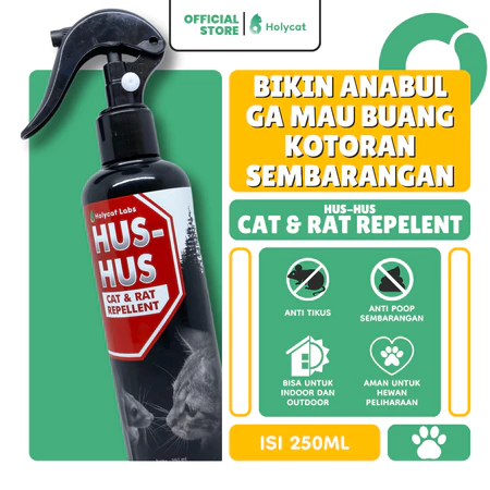 Holycatlabs Hus Hus 250ml Kucing Anti Buang Kotoran Sembarangan Pengusir Tikus Kucing anti Spraying