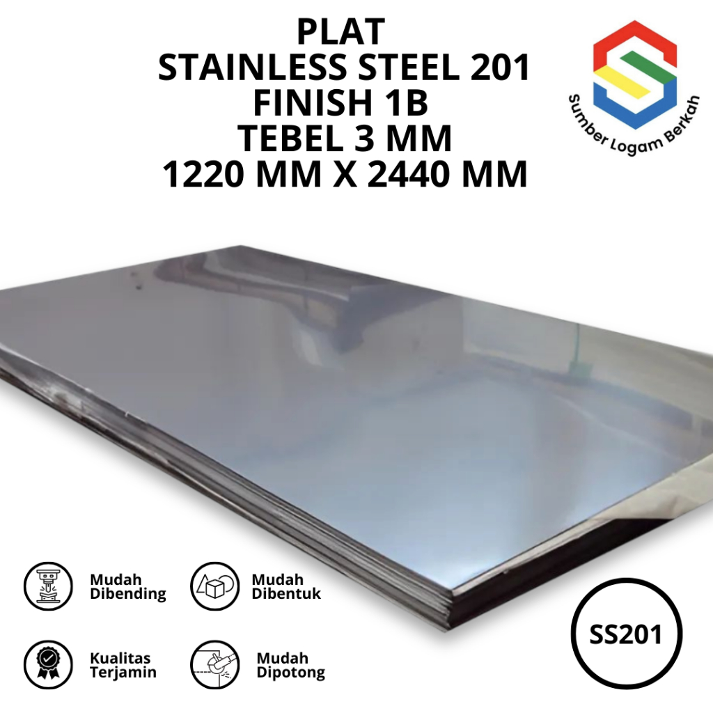 Jual Plat stainless steel lembaran tebel 3 mm x 1220 mm x 2440 mm ...