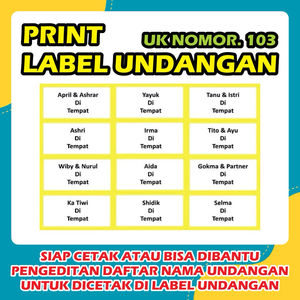 Jual Print Label Undangan Ukuran no.103 | Shopee Indonesia