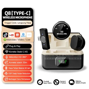 Cantiklife Mic Clip On Wireless 2 In 1 Creator Live Seharian Mic Lavalier TWS Tanpa Kabel 2.4G