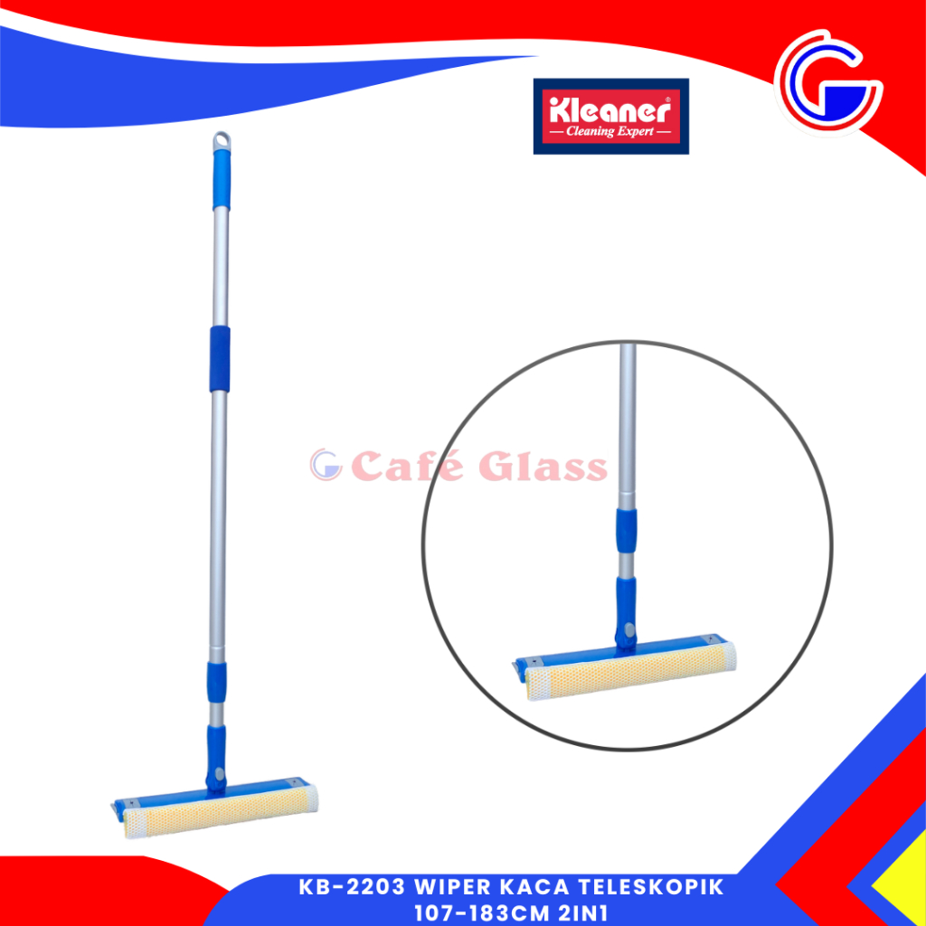Kleaner Window Wiper 2 In 1 Teleskopik - Alat Pembersih Kaca - Kb-2203 Wiper Kaca 107-183Cm
