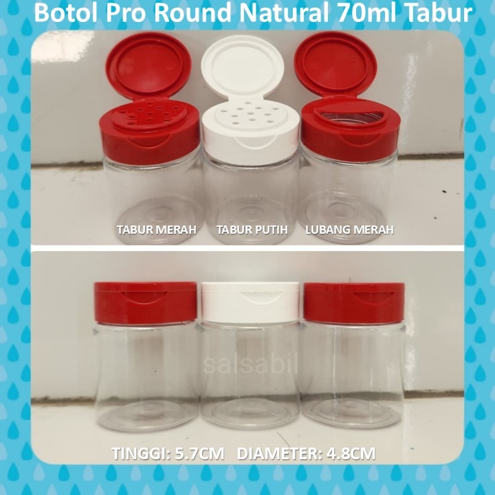 Jual Botol Pro Round 70ml Natural Tabur / botol bubuk / botol bumbu ...