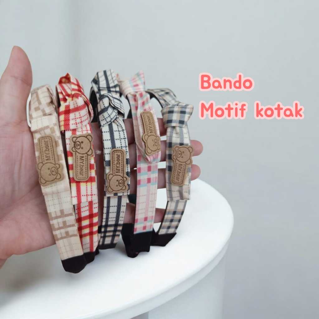 Jual Bandana Wanita Bando Style Motif Kotak-Kotak Aksesoris Rambut ...