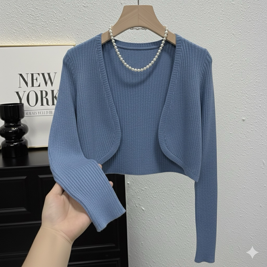 Jual Cardigan Bolero Rajut Crop - Outer Knit Korea Lengan Panjang ...