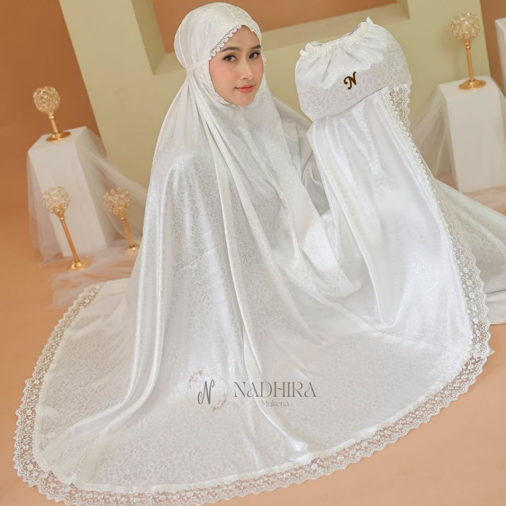 Mukena Dewasa 2in1 Sutra Jacquard Silk Jumbo Premium Renda Mewah Rania Series