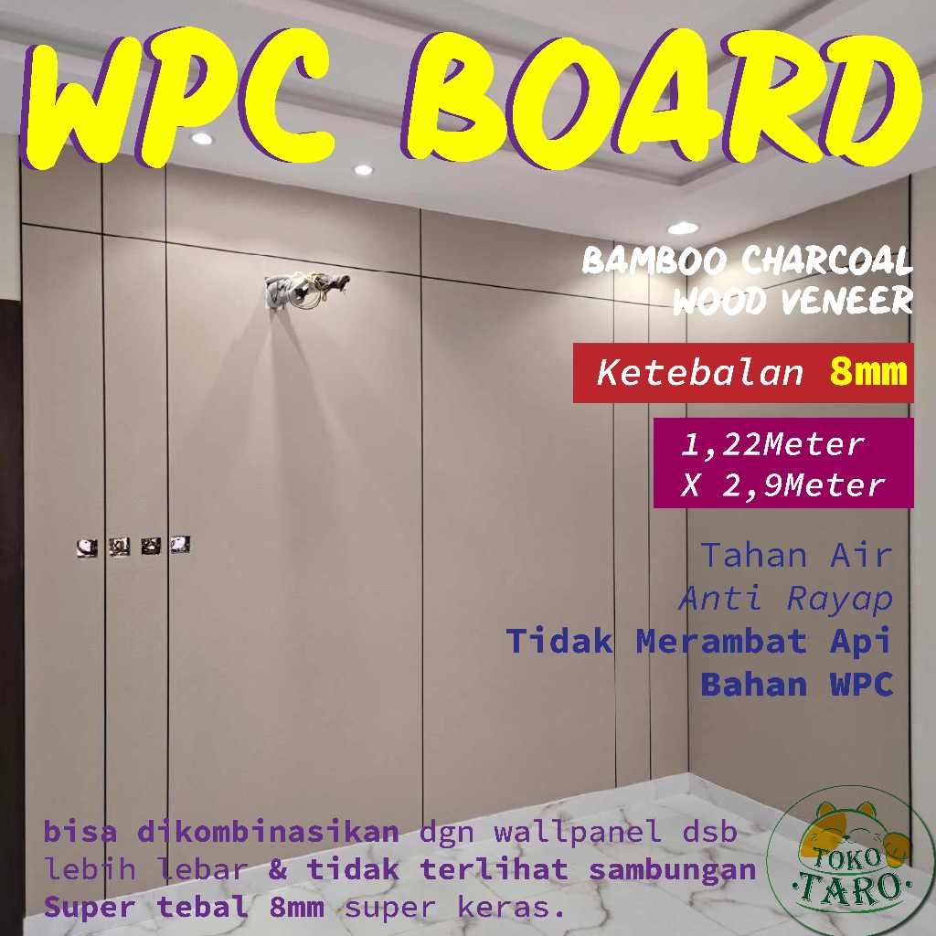 Jual (1,22m x 2,9m) WPC Wallboard Bamboo Charcoal Wood Veneer Sheet ...