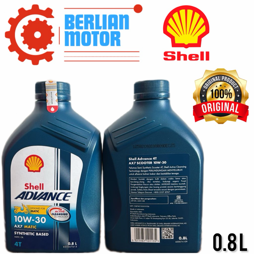 Jual Oli Motor Shell advance scooter 10W-30 0.8L AX7 Matic original 100 ...