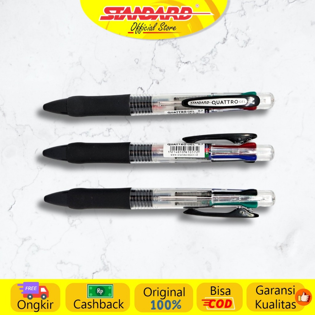 Standard - Pulpen Quattro 0.5 / 0.7 Gel  4 IN 1 ( Alat Tulis / Pen / Ballpoint / Pena ) (8)