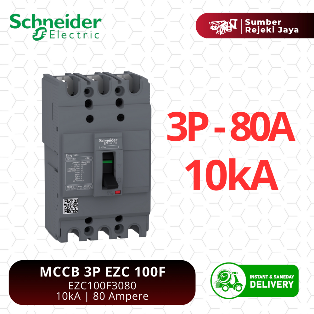 Schneider MCCB NFB Breaker EZC100F 3P 80A 10kA | EZC100F3080