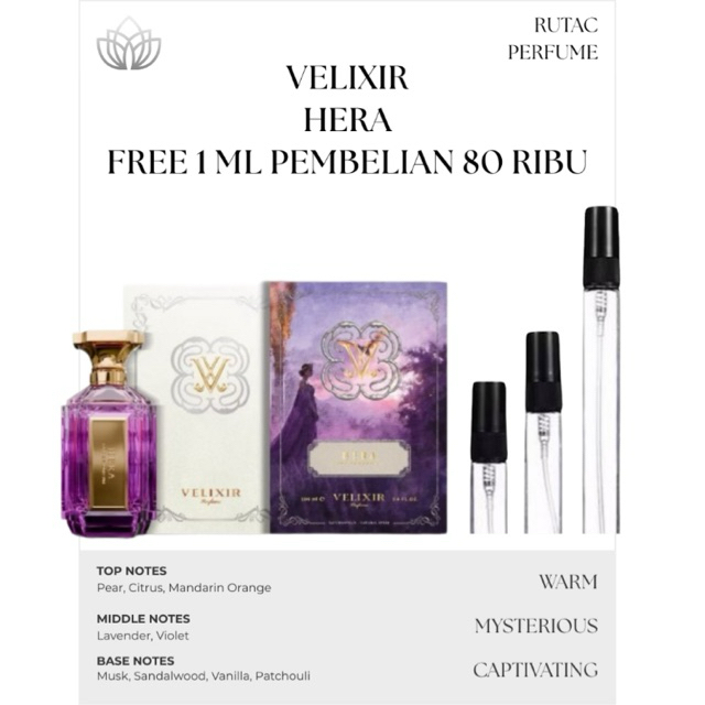 Jual Decant Parfum Velixir Hera 2 Ml 5 Ml 10 Ml | Parfum Pria Dan ...