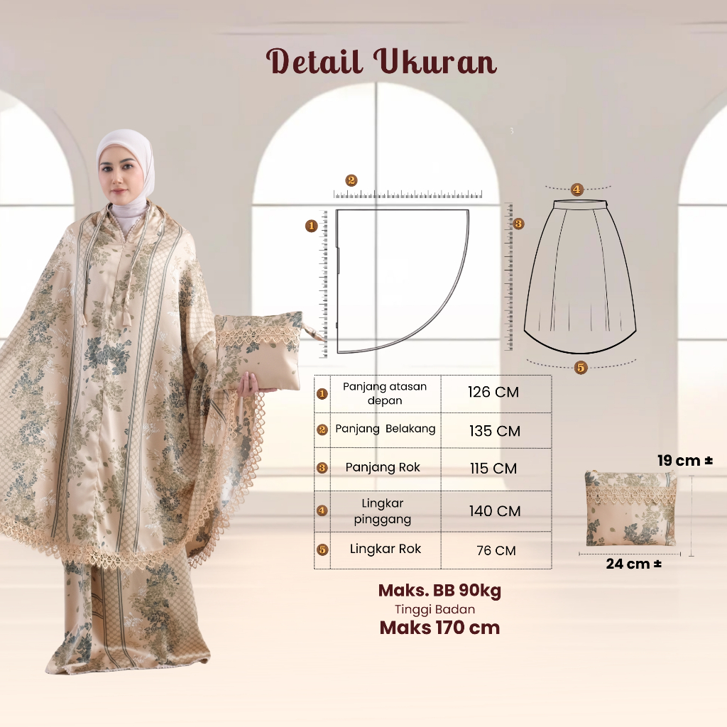 Al Lizza - Mukena Bahan Silk Premium 2in1 Series Alena - foto 5