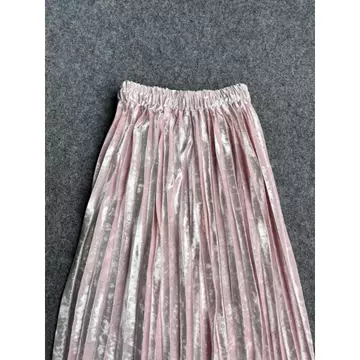 Threelook Rok Plisket Bludru Velvet Premium 7 8 Model Korea Style Remaja Warna Hitam Cokelat