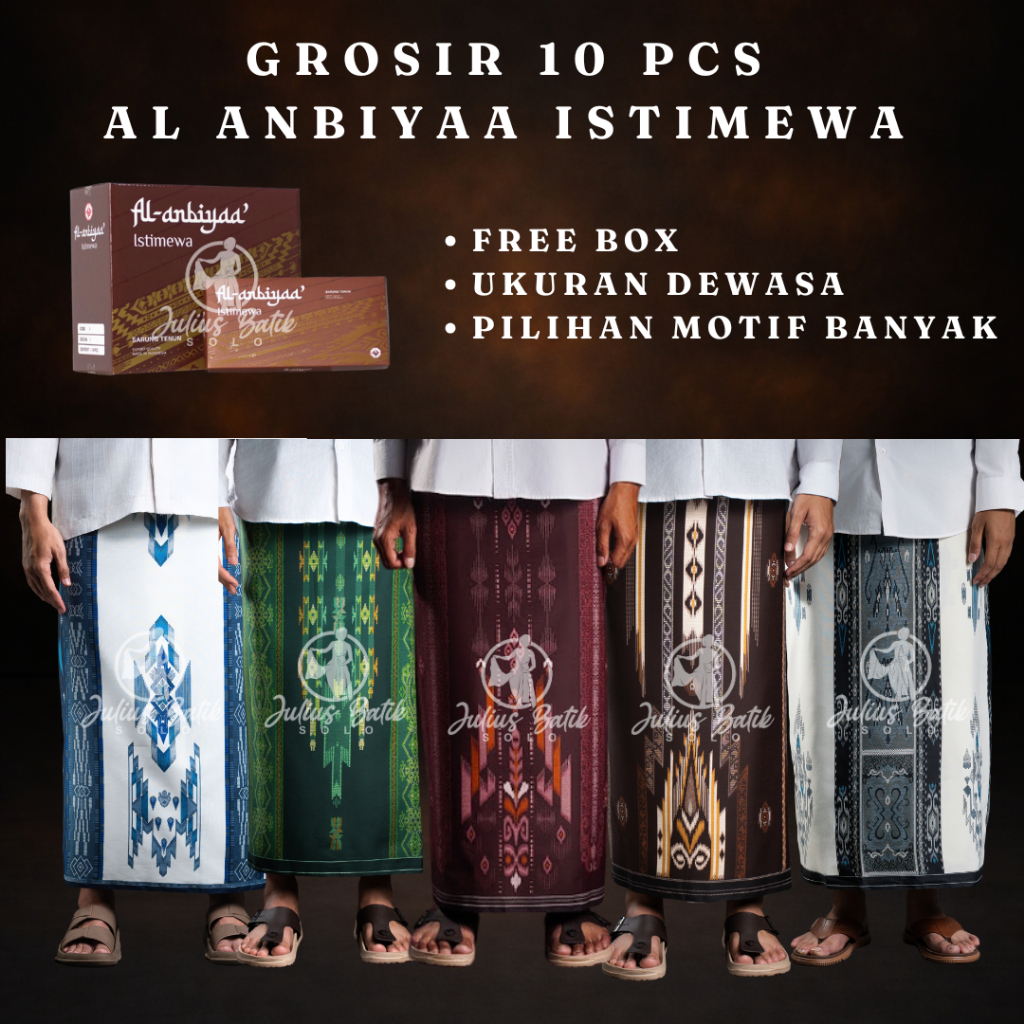 GROSIR 10 PCS SARUNG AL ANBIYAA ISTIMEWA MOTIF BHS | SARUNG SANTRI | PAKET THR