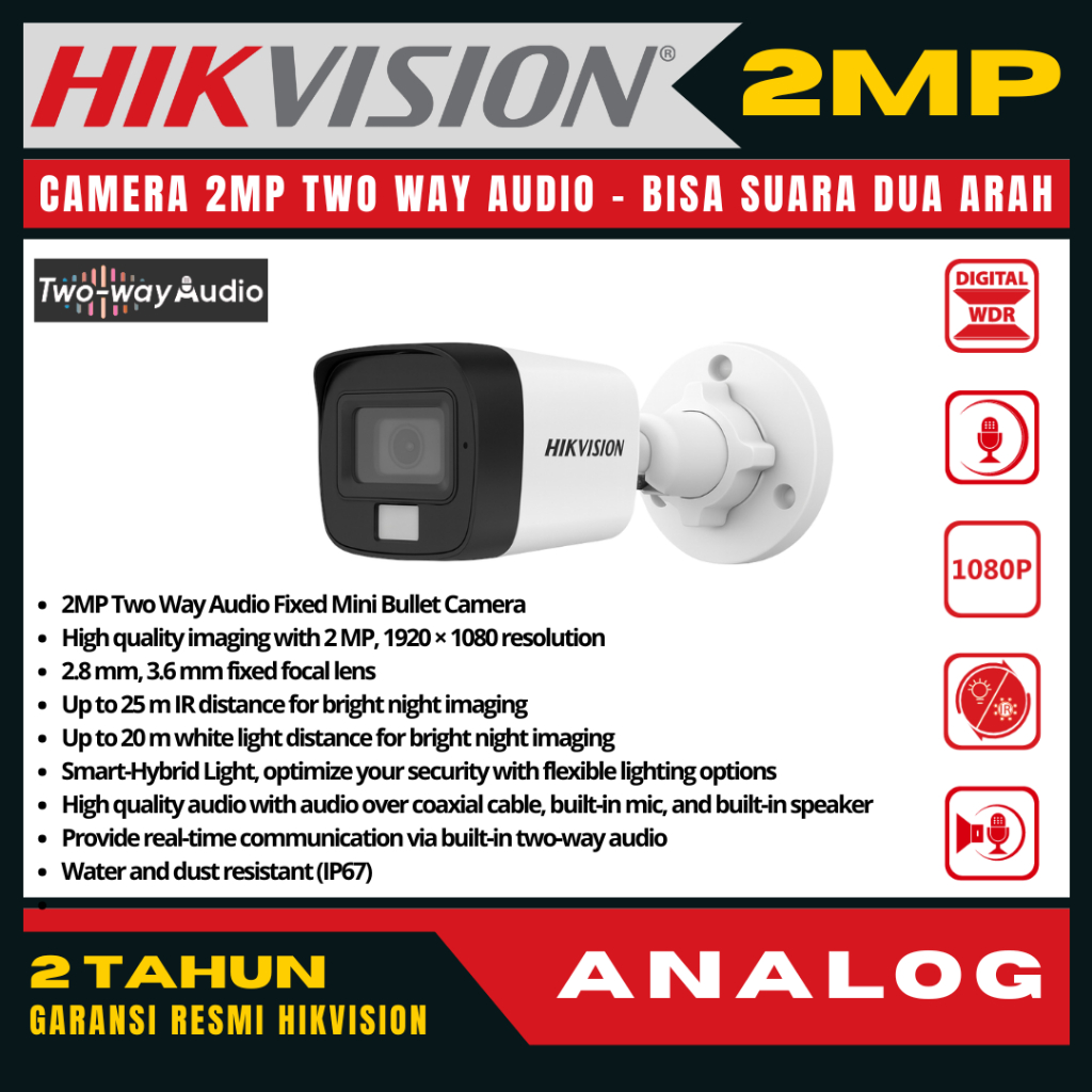 Jual Hikvision 2mp audio outdoor kamera cctv two way audio camera cctv ...