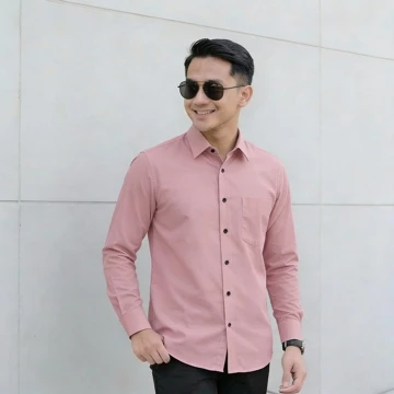 Twin Salamangka Kemeja Polos Pria Lengan Panjang Premium