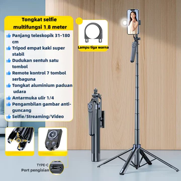 Tongkat Selfie Bluetooth R29 180cm Dengan Tripod Portabel Dan Remote Control Dilengkapi