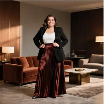 Rok Bludru Velvet Plisket Jumbo Big Size Skirt Premium Rok Panjang Wanita Dewasa Maxi Tebal XXL