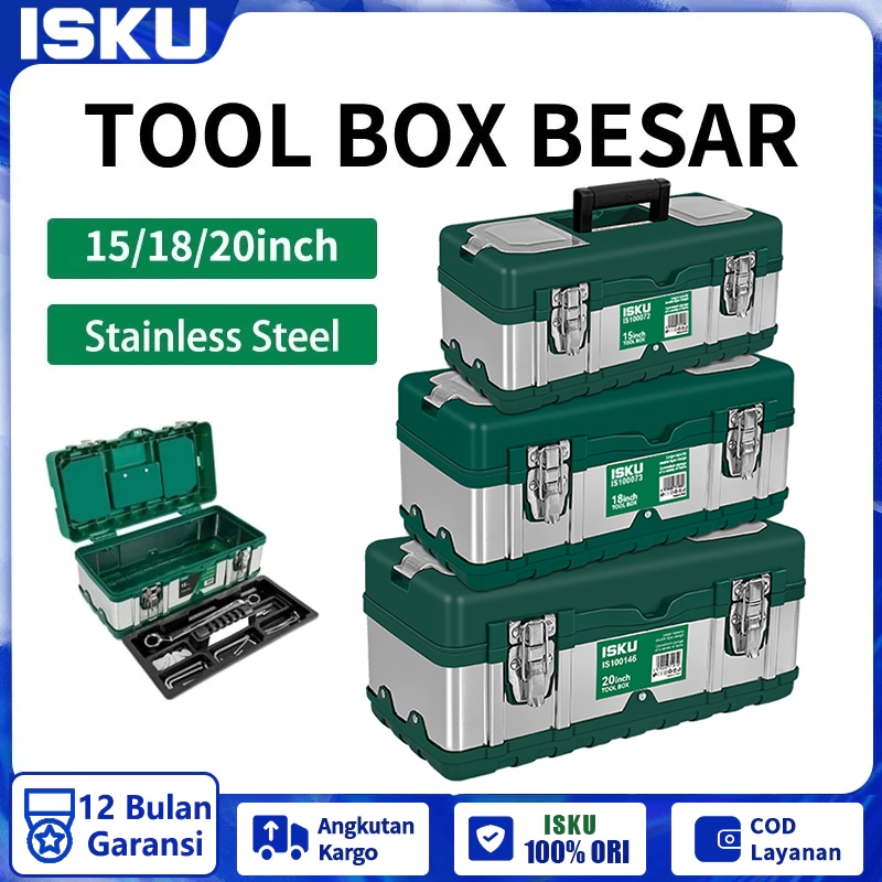 Jual ISKU Tool Box Besar 15-20 Inch/Baja Tool Box set Lengkap Kotak ...