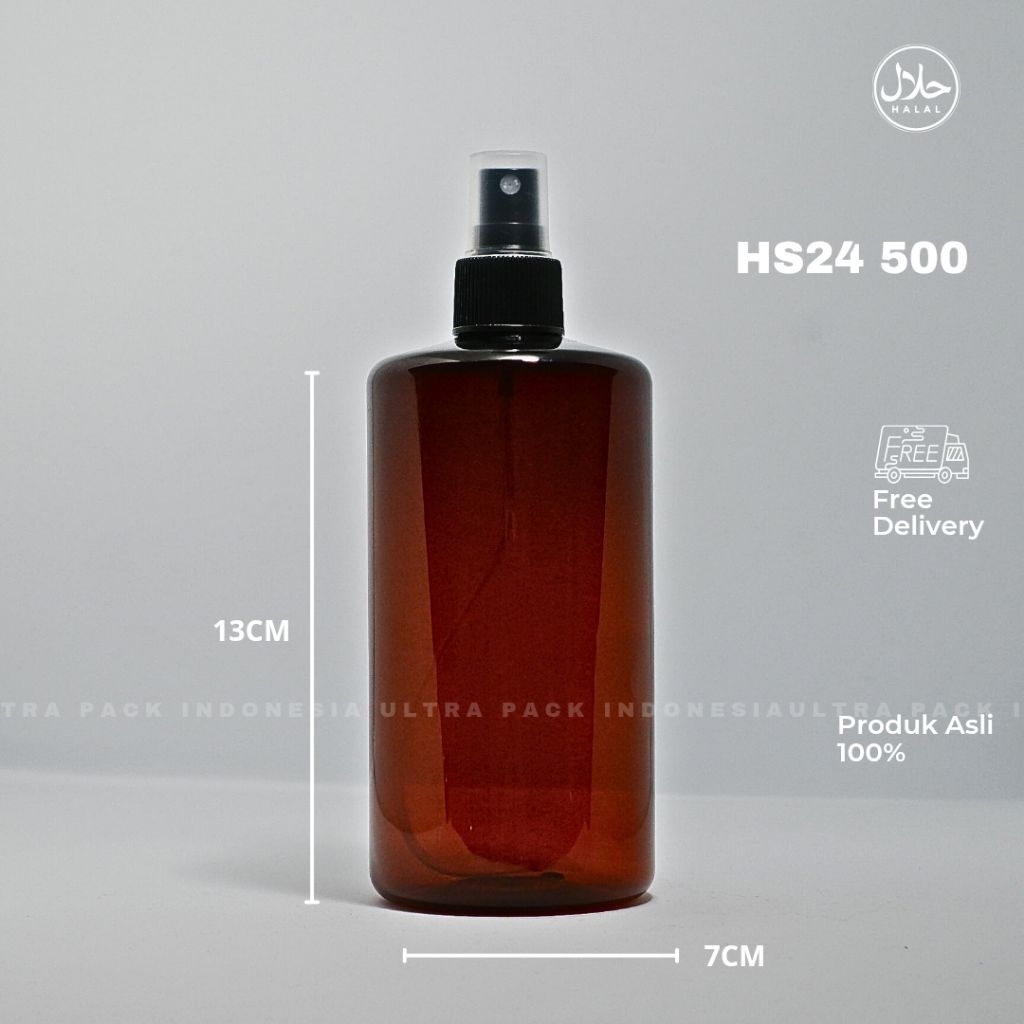 Jual Kemasan Botol Mist Spray Isi Ulang - BOTOL PET HS24 500ML AMBER ...