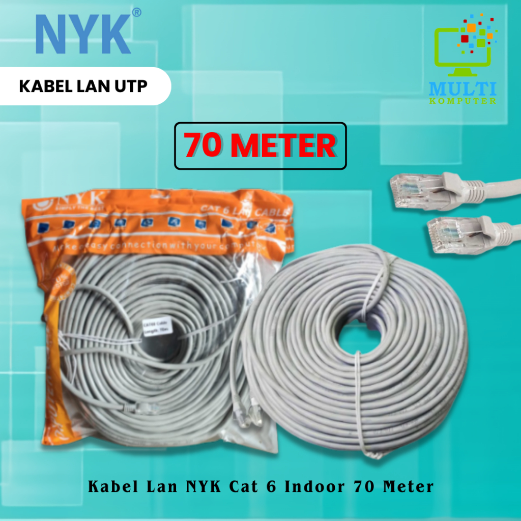 Jual Kabel UTP LAN Cat 6 70 Meter siap pakai up to 1Gbps 70m | Shopee ...