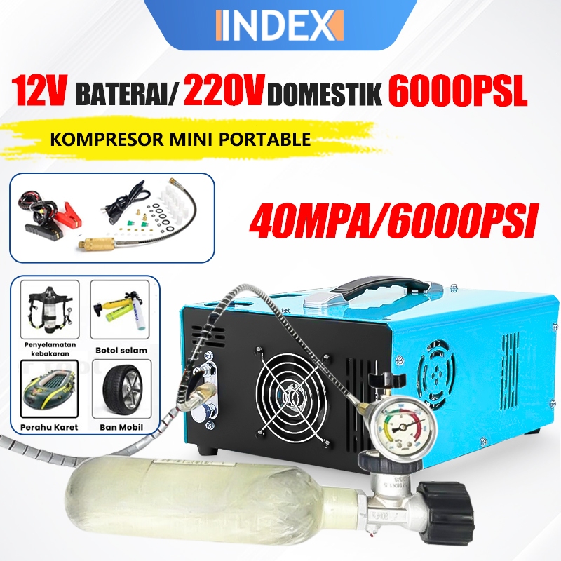 Jual INDEX Portable Electric Air Compressor 12V 6000PSI 40MPa Mini PCP ...