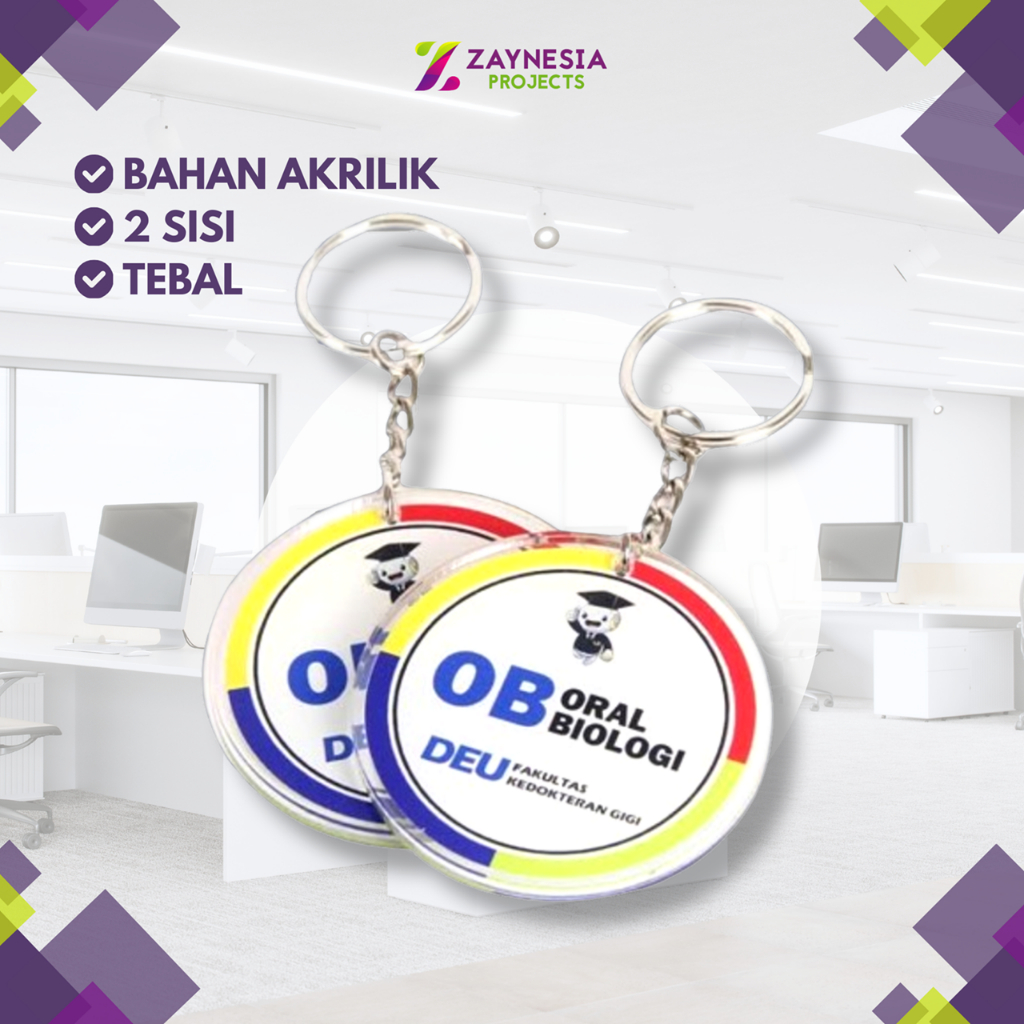 ZAYNESIA Gantungan Kunci Akrilik Custom 2 Sisi Premium