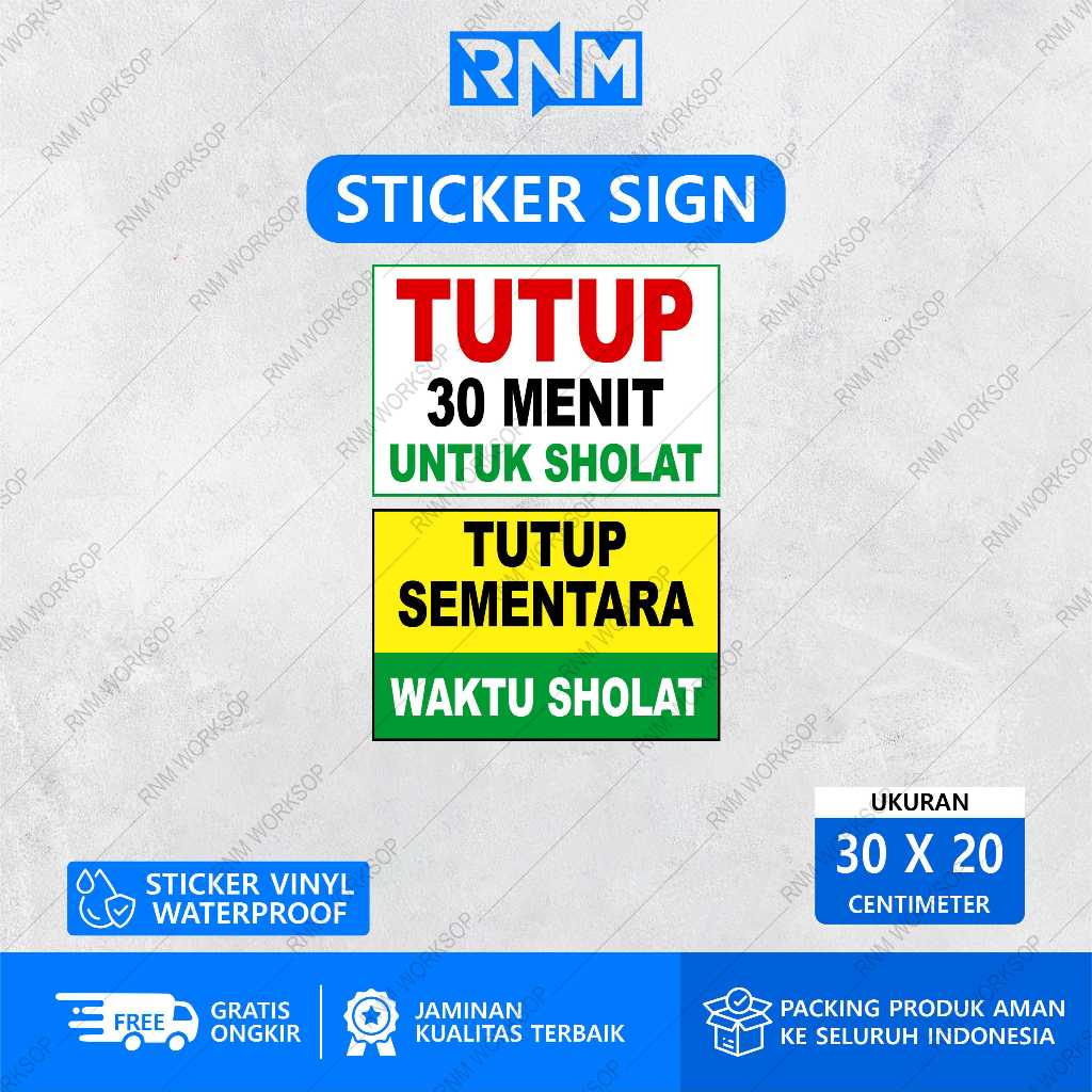Jual STICKER TUTUP 30 MENIT UNTUK SHOLAT 30 X 20 | Shopee Indonesia