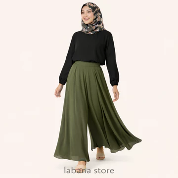 Kulot Lebar Sakura Polos Karet Belakang Kulot Payung Bahan Jatuh Big Size Bawahan Wanita Casual