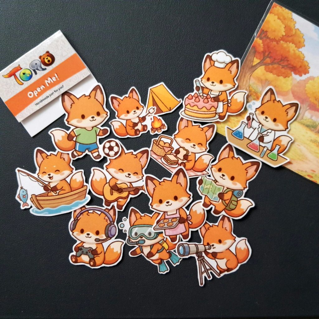 Jual Clevin's Fox Cute Stickers - Small - Toro Mart | Shopee Indonesia